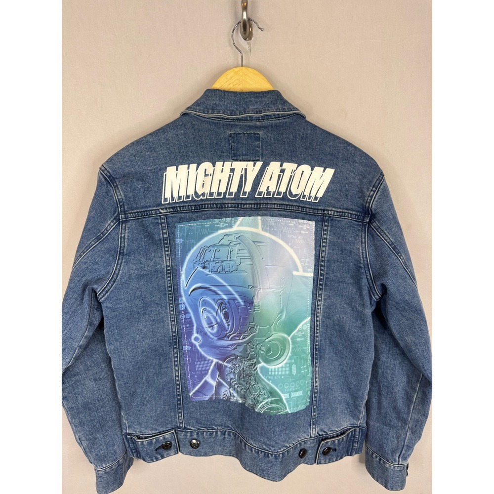 Mighty Atom Astro Boy‎ Denim Jacket XS Blue Graphic Tezuka Productions Trucker